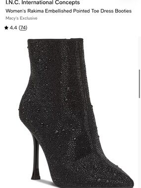 INC International Concepts Black Embellished Pointed Toe Booties